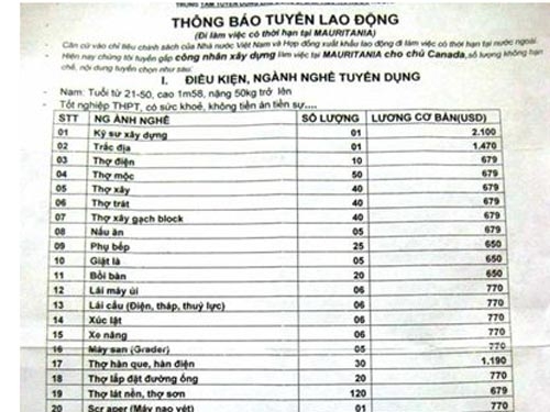 Tuyển lao động Việt Nam đi đào vàng lương 2.100 USD?